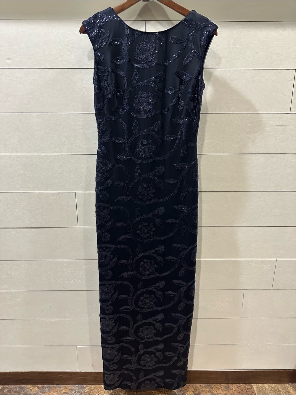 Ralph Lauren Women’s Navy Beaded Evening Dress - Sleeveless Gown- size 6